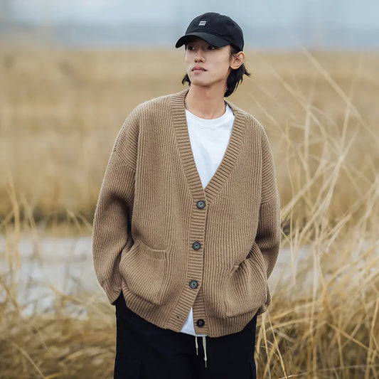 Chic Loose Knitted Jacket for Men's Fashion