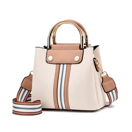 Three-Tier Color Block Tote and Crossbody Bag
