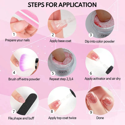 Acrylic Nail Kit Dip Powder Nail Kit Starter, 20 Colors Fast Dry Powder Nail Dipping Kit, With Base & Top Coat Activator Dip Nail Kit For French Nail Art Manicure DIY