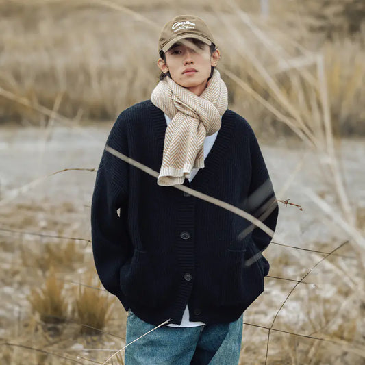 Chic Loose Knitted Jacket for Men's Fashion