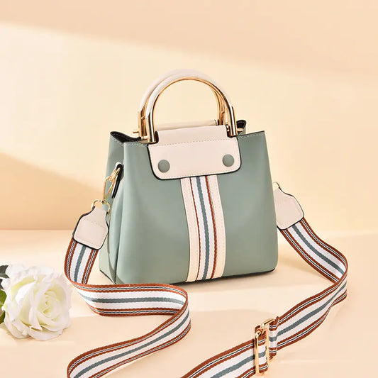 Three-Tier Color Block Tote and Crossbody Bag