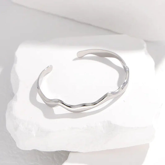 Wavy Stainless Steel Bracelet with Titanium Steel Design