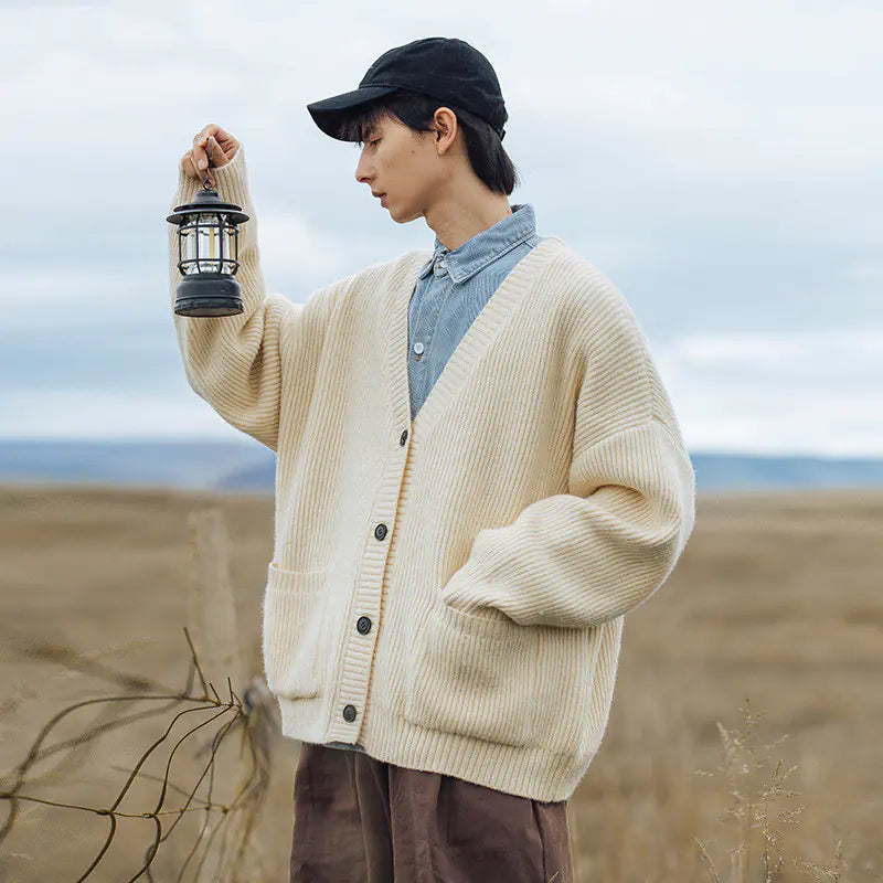 Chic Loose Knitted Jacket for Men's Fashion