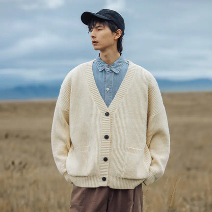 Chic Loose Knitted Jacket for Men's Fashion